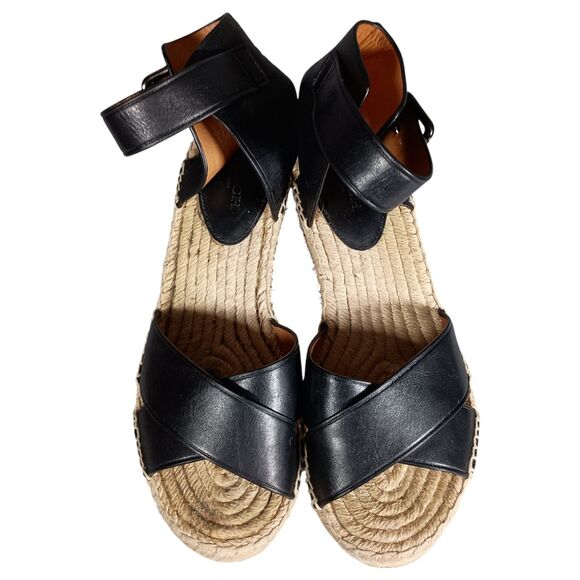 Coach Primrose Espadrille Platform Wedge Sandal Leather Black Ankle Strap 6 B - Picture 4 of 10